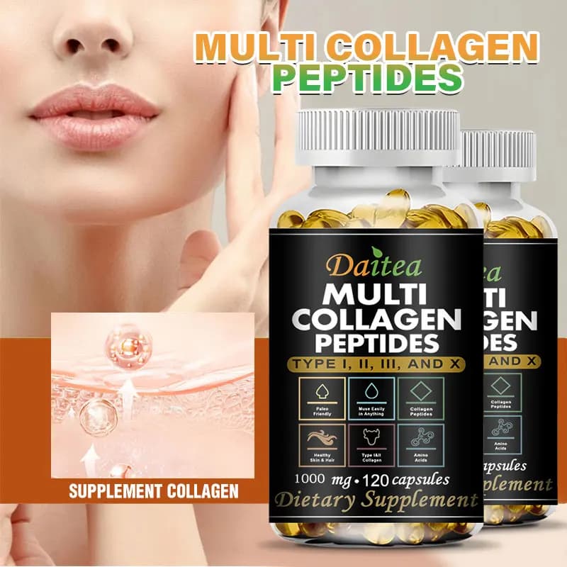 Multiple collagen capsules support joint health, with types I, II, III, V and X Collagen and skin care, hair and nails