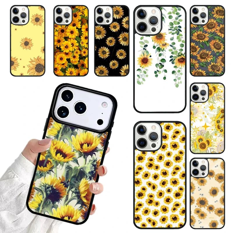 Sunflower Floral Phone Case For iPhone 17 16 15 14 13 12 11 Pro Max 17air Shockproof Cover Fundas