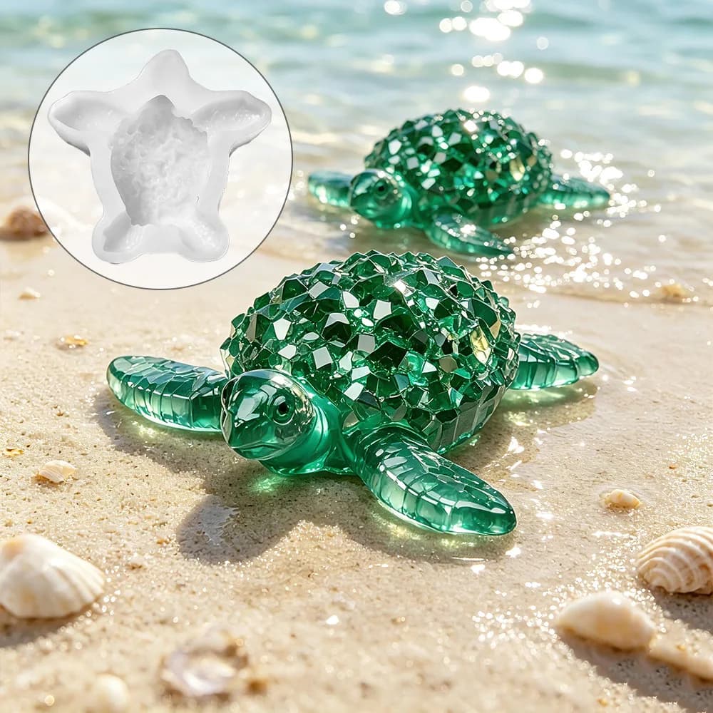 Diamond Cut Healing Sea Turtle Silicone Mold Ocean Animal Crystal Epoxy Casting DIY Epoxy Resin Candle Plaster Summer Decor Gift