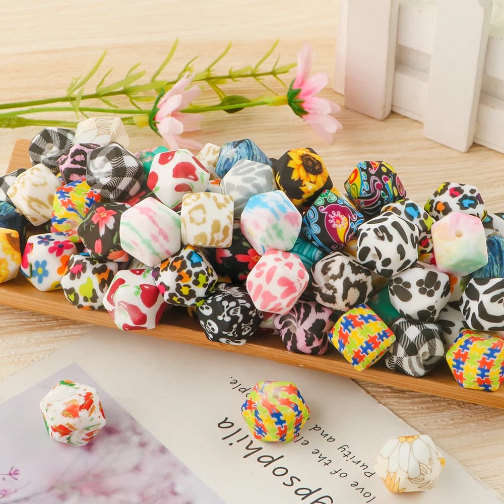 5Pcs Silicone Beads 14mm/diamond/hexagonal beads For Jewelry Making DIY Necklace Jewelry Handicrafts Accessories