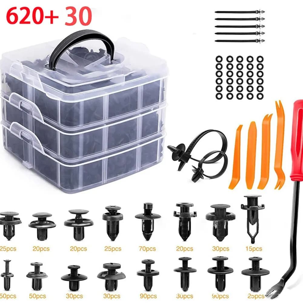 415/620 Kit clip di fissaggio automatico Clip per rivetti parafango 30 strumenti Car Body Push Fermo Pin Rivetto Paraurti Porta Pannello di rivestimento Clip di fissaggio