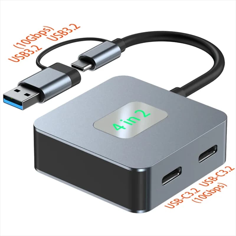 FC&EC Hub USB 3.2 Hub USB C 4 in 1 USB-C/USB-A a 10 Gbps USB 3.2 Mini Hub USB a 4 porte Docking Station Adattatore USB】
