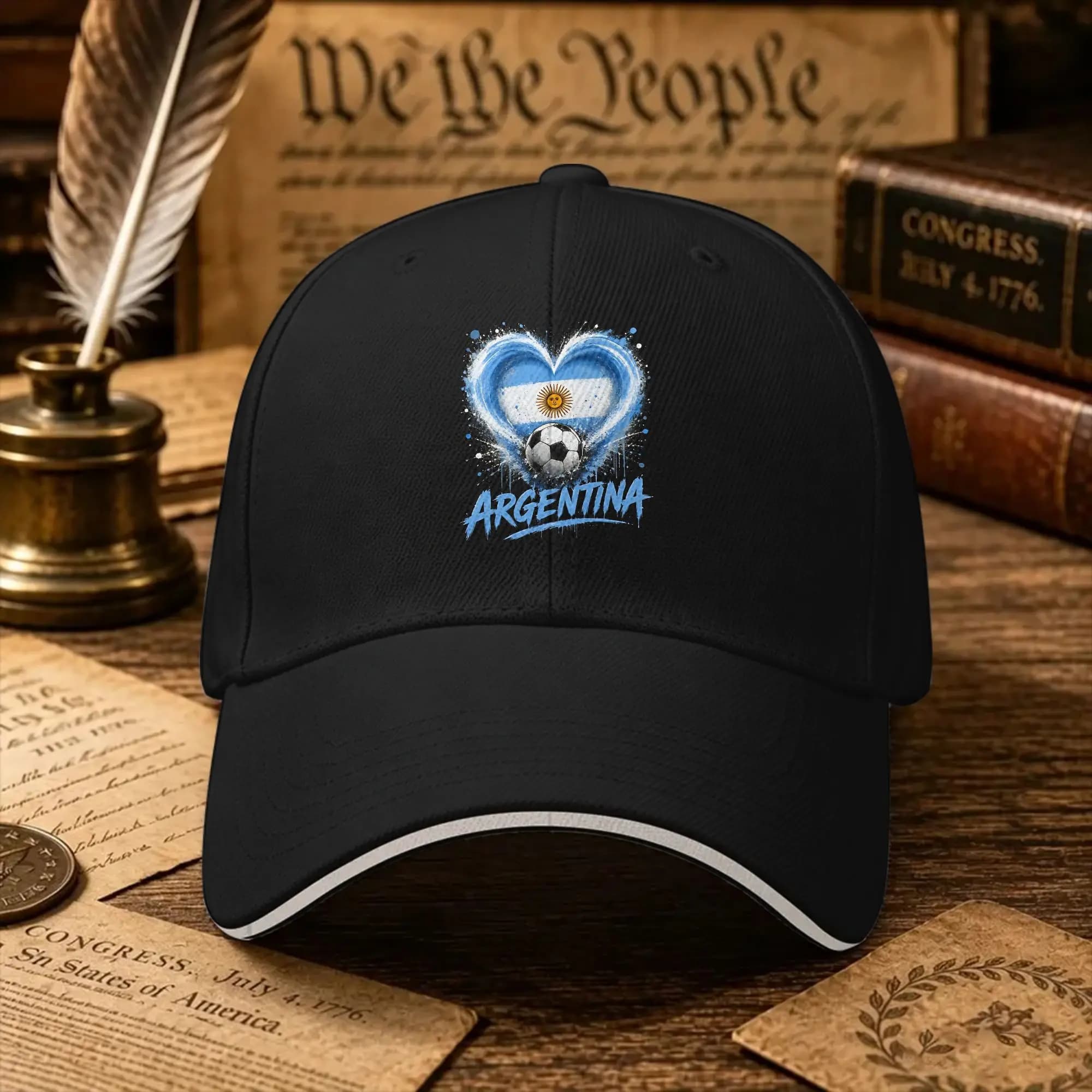 Argentina Soccer Heart Flag Sun Baseball Cap Spring Women Men Design Trucker Hat Sun-Proof Casual Outdoor Sports Baseball Caps