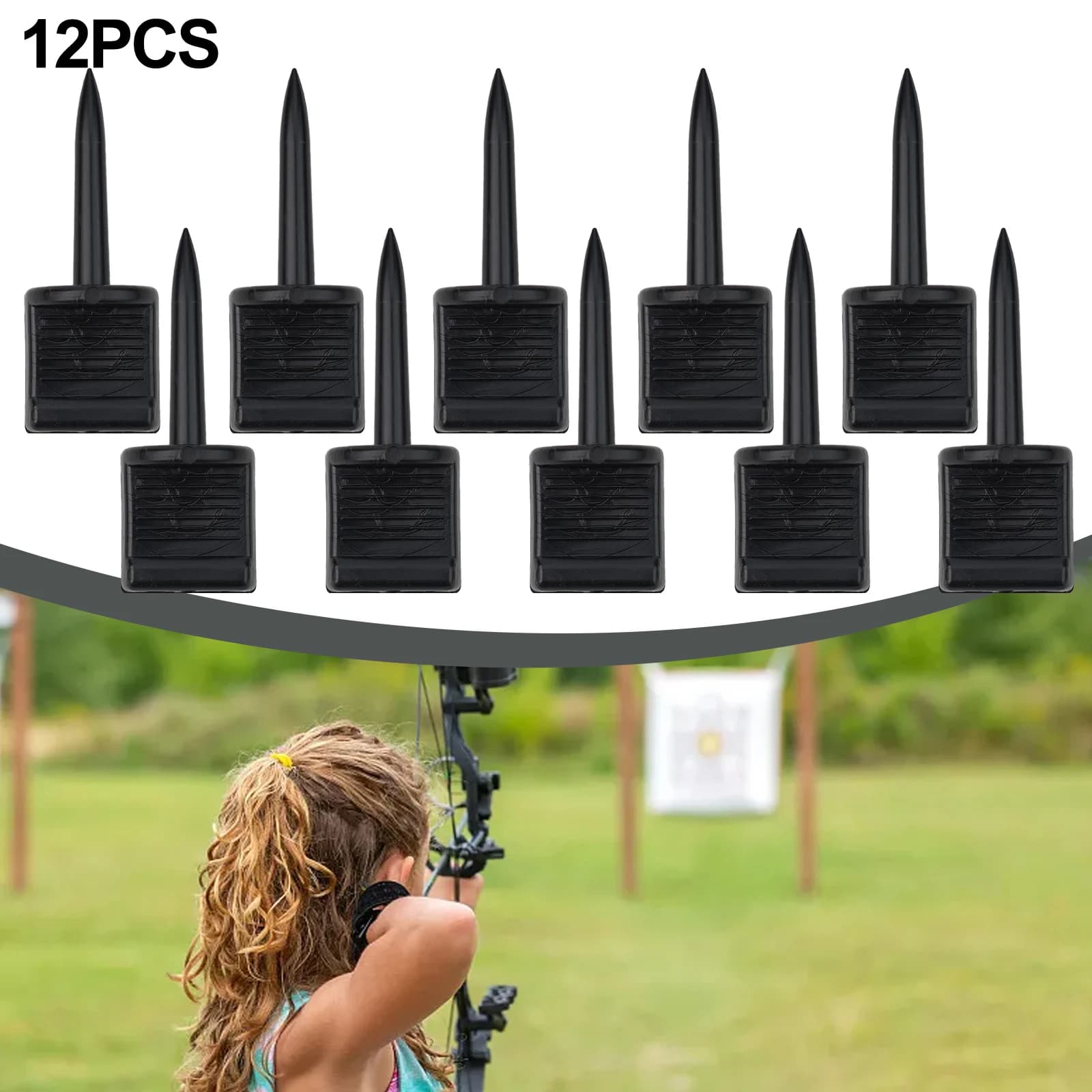12pcs Target Nails for Recurve Bow Paper Arrow Targets with Strong ABS Material for Outdoor Hunting and Target Repair