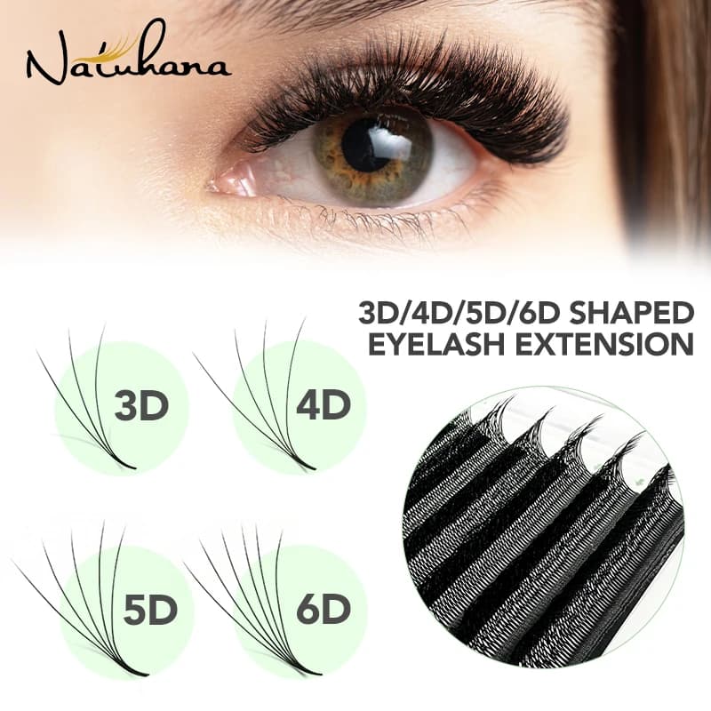 Extensions of 3D 4D 5D 6D W NATUHANA Premade Russian Volume Fan Soft natural minkle Faux eyelashes Makeup tools