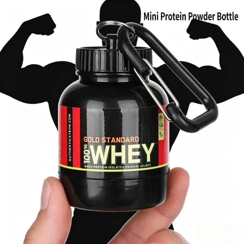 Contenitore Mini da 100ML per Proteine in Polvere con Portachiavi, Bottiglia Portatile per Integratori per Palestra e Fitness