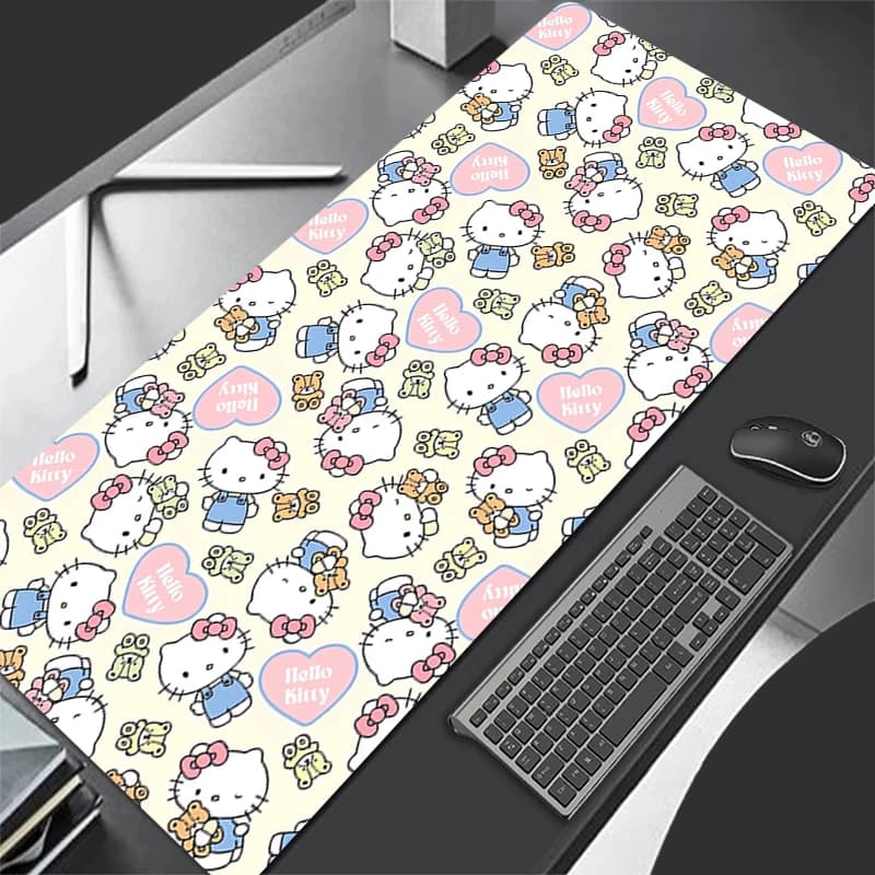 Computer Varmilo Tastiera Mouse Pad H-Hello Kittys Edge Bianco Anime Accessori da gioco Tavolo Gamer Tappeto Scrivania Zerbino Morbido Mousepad