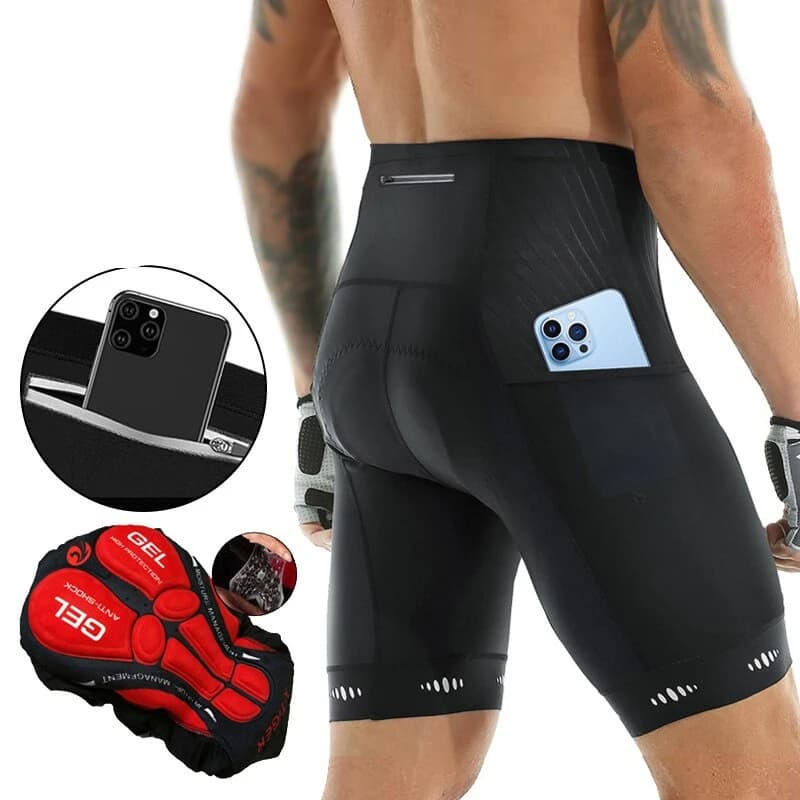 Men's cycling shorts with back pocket Bike shorts padded in gel for men Cycling tights on mountain road