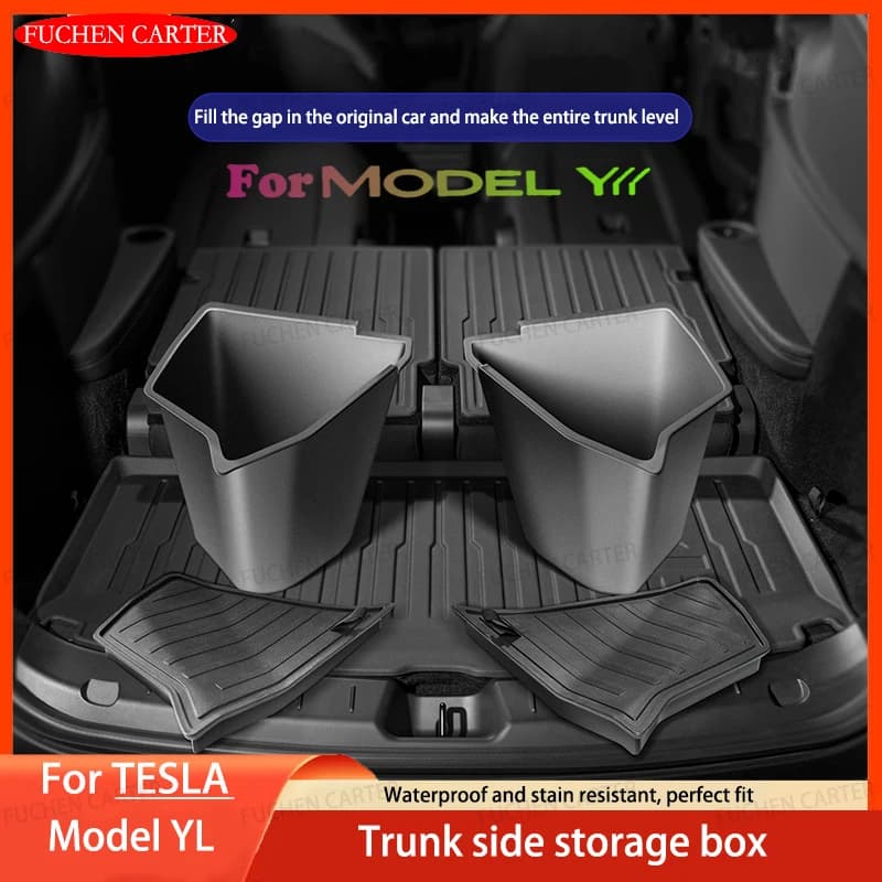 Organizer per Bagagliaio Tesla Nuovo Modello YL, Scatola Laterale Portaoggetti, Tappetino in TPE Floccato Anti-sporco, Accessori da Viaggio per Auto 2026