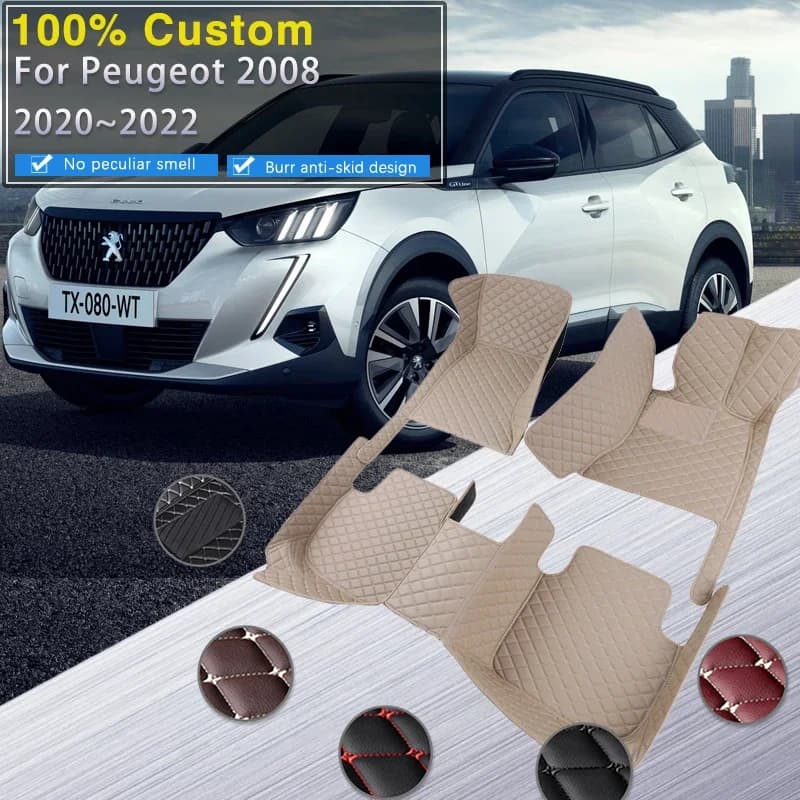 3D RHD Tappetini Auto Per Peugeot 2008 P24 2020 2021 2022 Tappetino In Pelle di Lusso Tappeti Durevole Pad Anti Sporco Tappeti Set Auto accesso