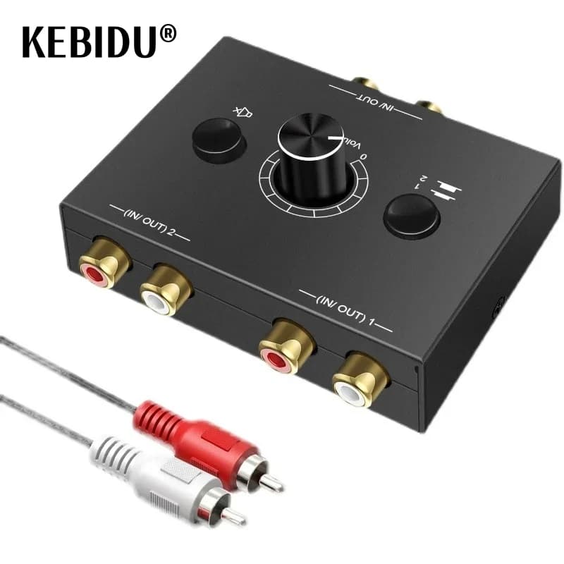 Switcher audio Splitter Switcher audio bidirezionale con pulsante Mute 2x1 / 1x2 L / R Switch audio stereo RCA Splitter audio