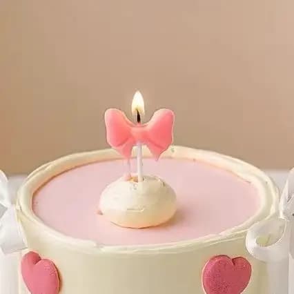 Happy Birthday Cake Candle with Pink Flake Cute Princess Party Cake Decoration Birthday for Girl Conemory/ Valentine's Day Candle
