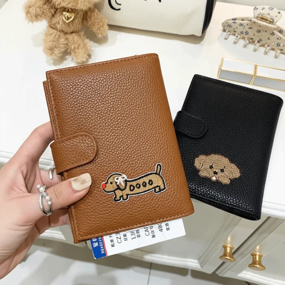 Portacarte Portatile in PU, Borsa per Passaporto, Portabiglietti, Pochette Pieghevole per Check-in Aereo, Custodia Multifunzionale per Carte, Borsa Porta Carte da Donna