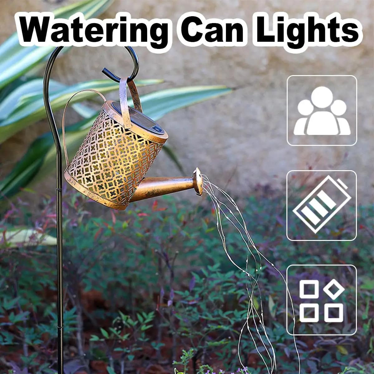 Lampada solare in ferro battuto Lanscape illuminazione terra spina Pathway led luci all'aperto impermeabile soffitto decorazione per-giardino stringa