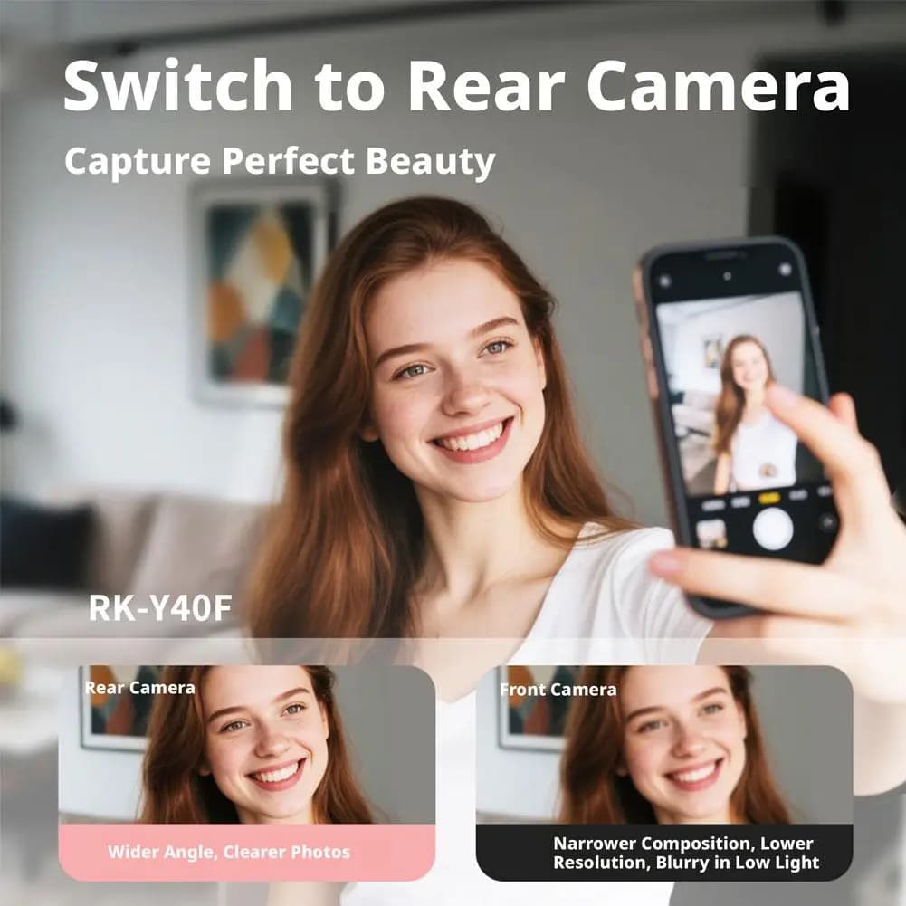 Schermo monitor wireless regolabile a tre colori per retroproiezione, schermo per selfie e vlog, schermo magnetico per fotocamera posteriore del telefono per selfie e live streaming