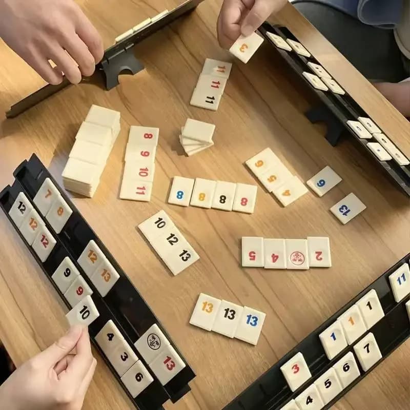 Rummy Tile Game with Racks Digital Mahjong Number Cards Educational Logic Puzzle Board Game for Family Party 2-4 Players