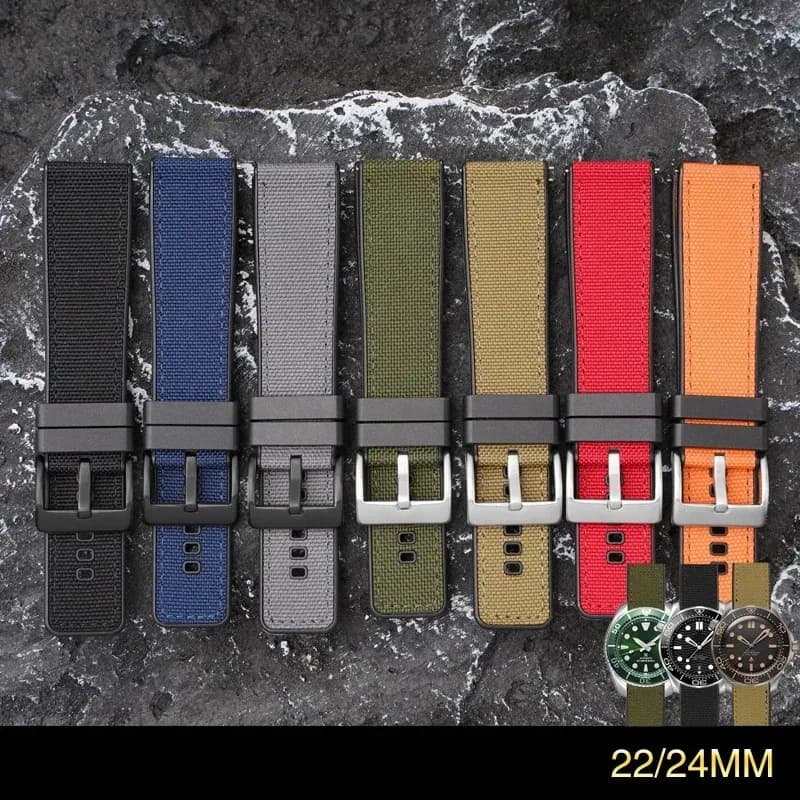20mm 22mm 24mm tela tessuta a sgancio rapido + cinturino in gomma TPU impermeabile uomo donna nylon sport sostituire cinturino cinturino