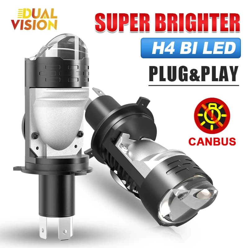 H4 Lente LED Mini Bi Led Proiettore Lampadine per fari Ad alta potenza 1000W CANBUS H4 Fascio alto basso 6000K Per moto Turbo Fendinebbia