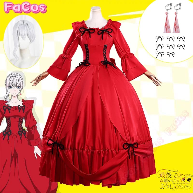 Costume Cosplay Anime May I Ask for One Final Thing Scarlet El Vandimion, Abito Rosso, Orecchini Principessa Ice Rose Mad Dog per Donne 2026