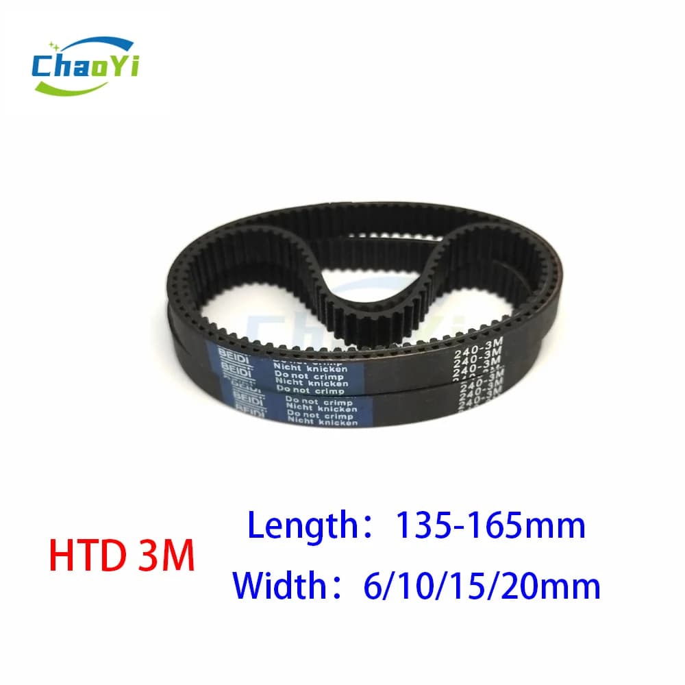 HTD 3M Cinghia dentata in gomma ad anello chiuso Lunghezza 135 138 141 144 147 150 153 156 159 162 165mm Larghezza 6/10/15/20mm 3M-144 3M-159