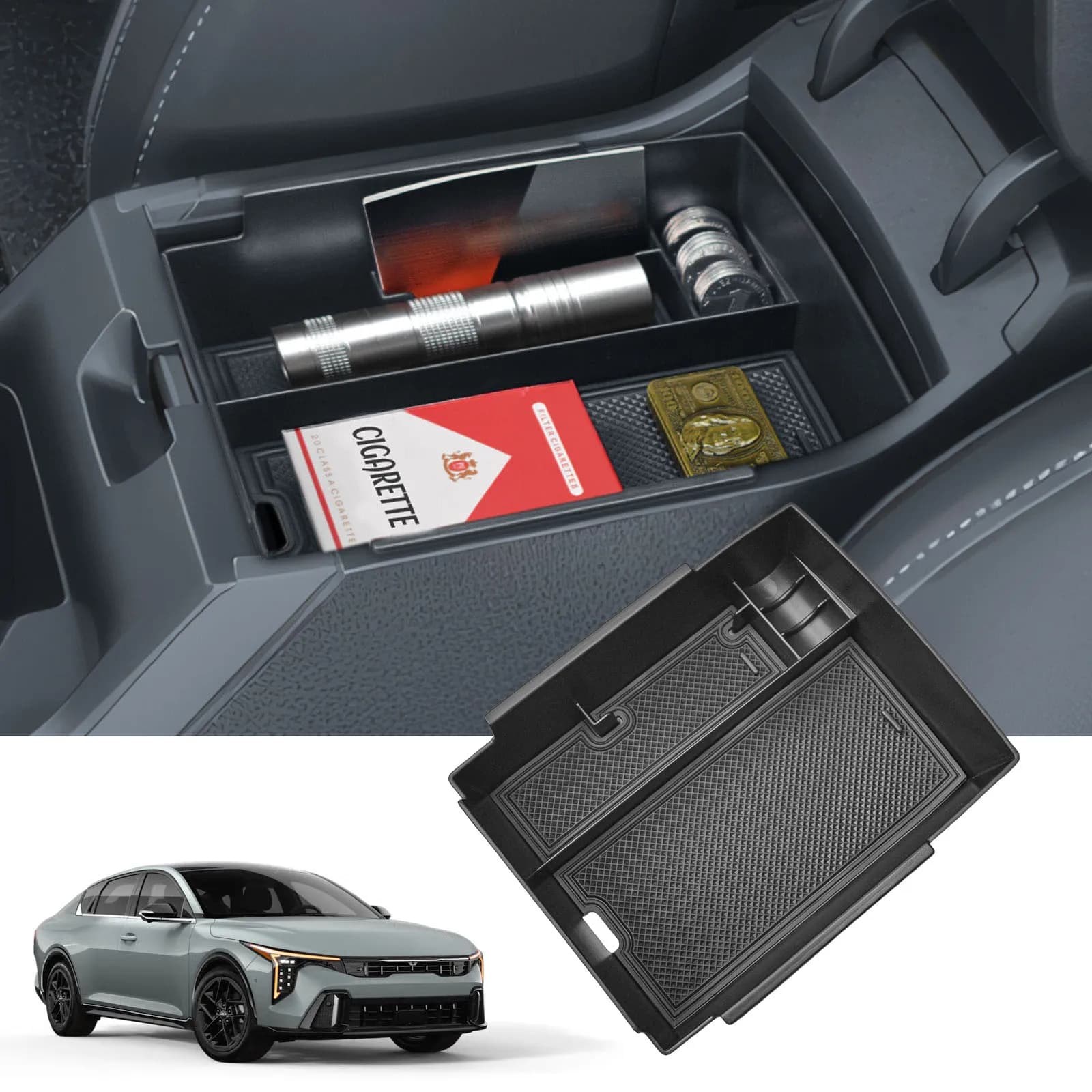Sixthsmoy Per Kia K4 2025 Console centrale Scatola di immagazzinaggio Organizzatore Bracciolo Vassoio di immagazzinaggio Accessori interni Console centrale Scatola per auto