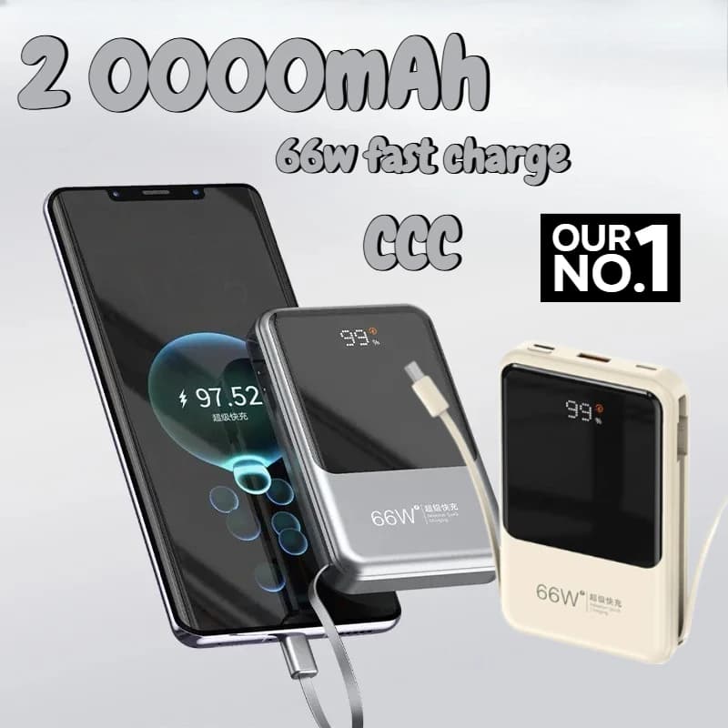 20000mAh Wireless Charging and Magnetic Power Bank Comes with Cable 66W Super Fast Charging for IPhone Xiaomi Huawei Samsung