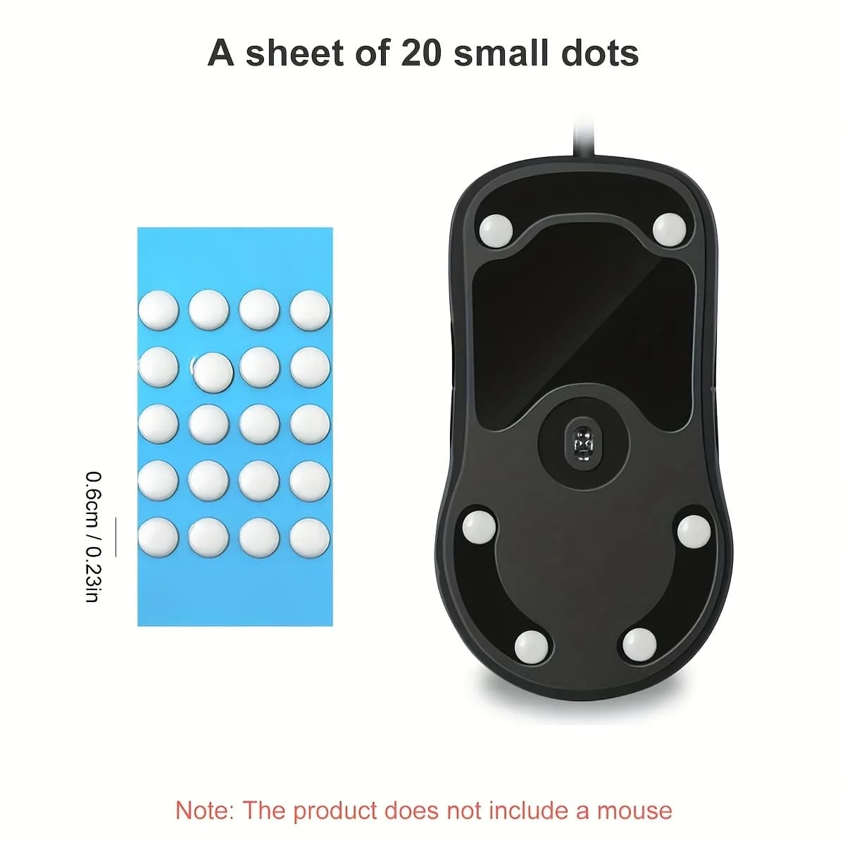 20 cuscinetti per piedini del mouse, i cuscinetti per piedini del mouse in silicone sono resistenti all'usura, adatti per mouse da gioco universali cablati e wireless