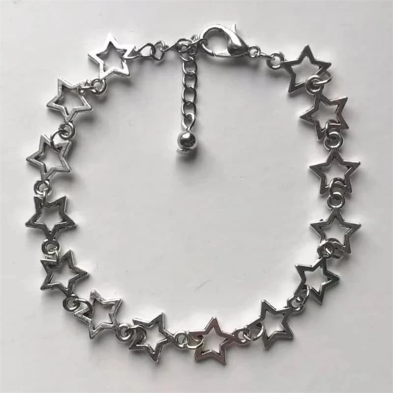 Braccialetti a catena a maglie con ciondoli a stelle Vintage a mano per le donne ragazze Punk Grunge Stars bracciale a mano Y2k accessori per gioielli di moda