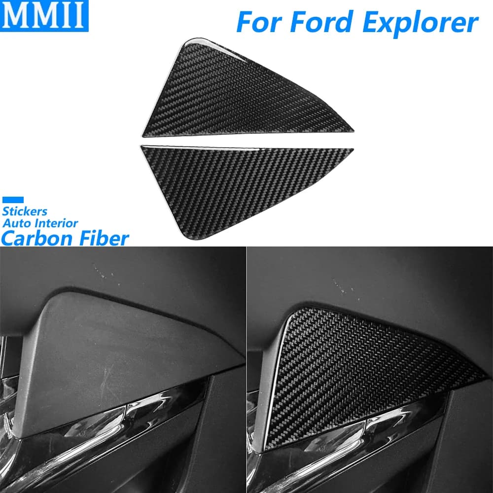 Per Ford Explorer 2020-2023 Scatola portaoggetti per console centrale in fibra di carbonio Copertura laterale esterna per accessori interni auto Adesivo