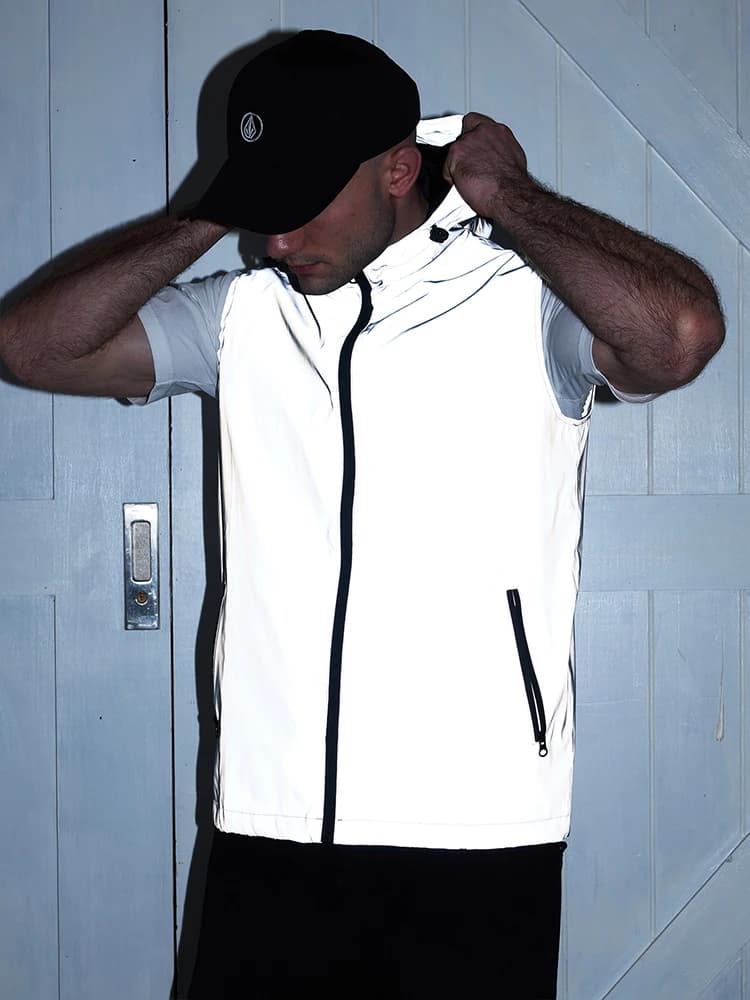 Gilet da uomo riflettente luminoso notturno Primavera Estate Sottile con cappuccio Outdoor Hip-hop Streetwear Danza Corsa Cappotti moda casual