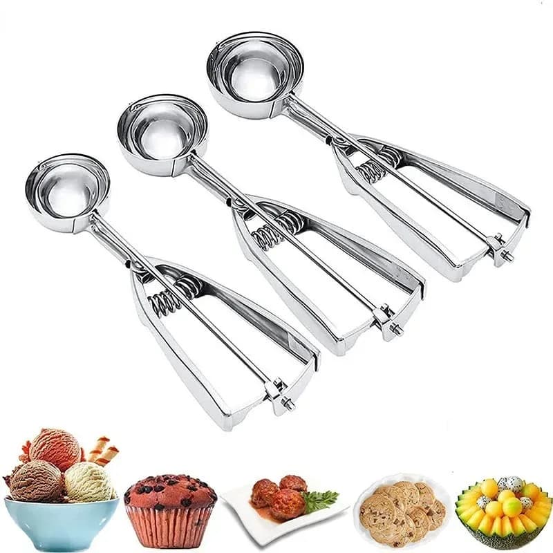 Cucchiaio per Gelato Multifunzione in Acciaio Inox, Stampo per Cubetti di Ghiaccio Fai-da-Te, Accessori da Cucina per Facile Sformatura