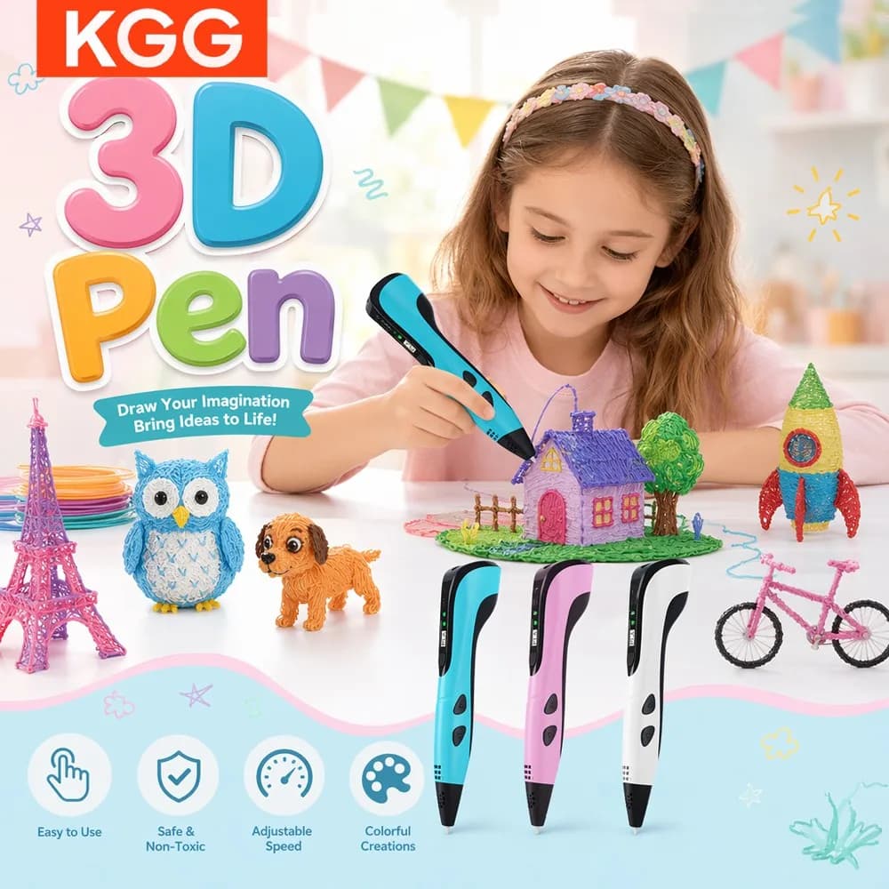 Kids DIY 3D Drawing Pen 3D Printing Pen for Compatible PLA Filament Creative Craft Birthday Christmas Gift for Boys and Girls