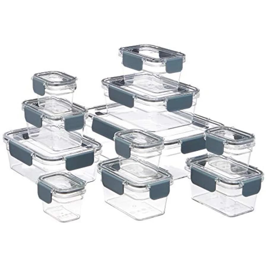 Tritan Plastic Food Storage Containers with Airtight Locking Lids, 11 Containers, Clear, 22-Piece Set