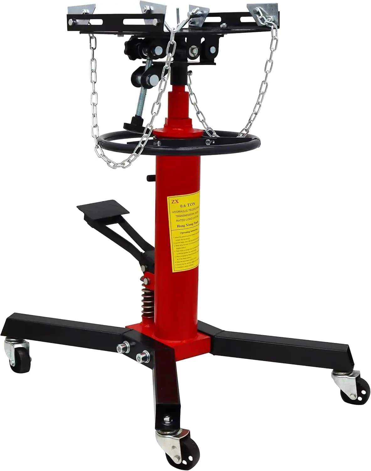 2 Stage Hydraulic Transmission Jack Tool with 360°Rotary Wheels Telescopic Transmission Jack Lift Hoist Single Pump 1300lbs