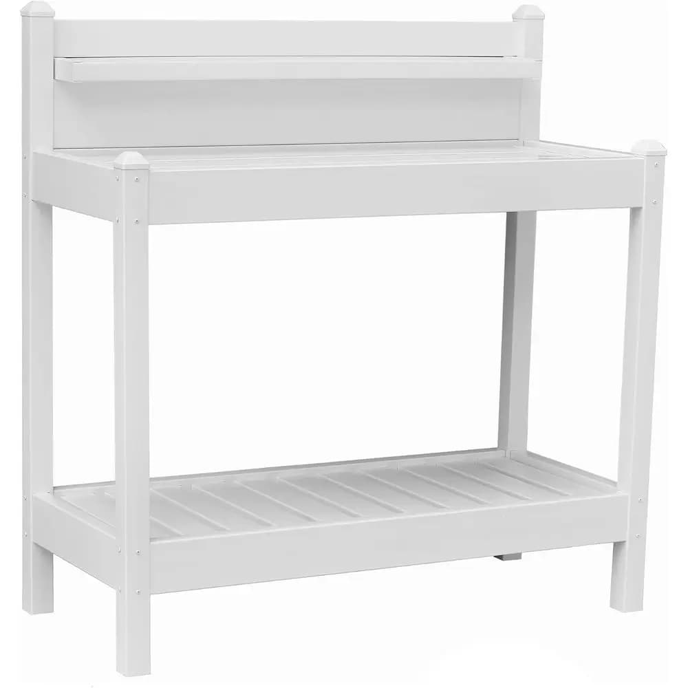 Stazione per panca per invasatura da tavolo per interni ed esterni in vinile PVC Greenfield con ripiano per accessori per piante e stoccaggio di forniture da giardinaggio, W