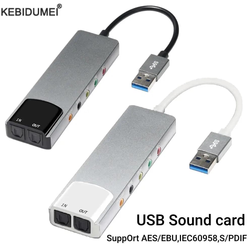Scheda audio USB esterna Adattatore per cuffie AC-3 DTS Adattatore ottico per scheda audio 7.1 a 5.1 canali per scheda audio in alluminio per notebook