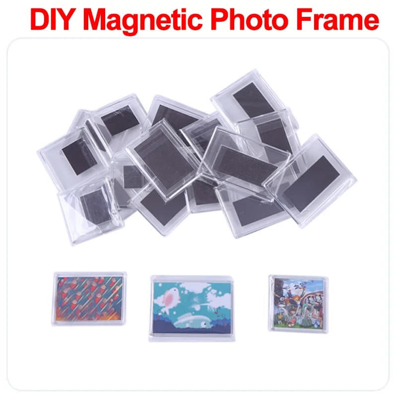 Portafoto magnetico trasparente 10/20 pezzi, cornice per frigorifero fai da te, inserto per foto, per cornice magnetica
