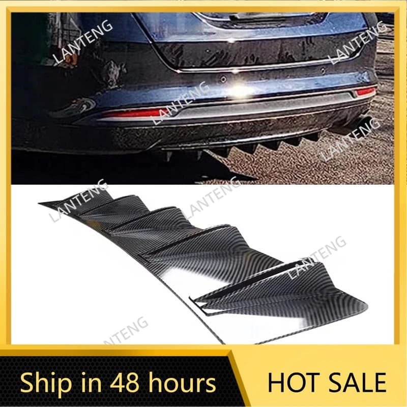 Car Rear Diffuser Shark 10 Fins Bumper Wing Splitter Chin Spoiler Lip For F0rd Fusion SE S Body Protector Black