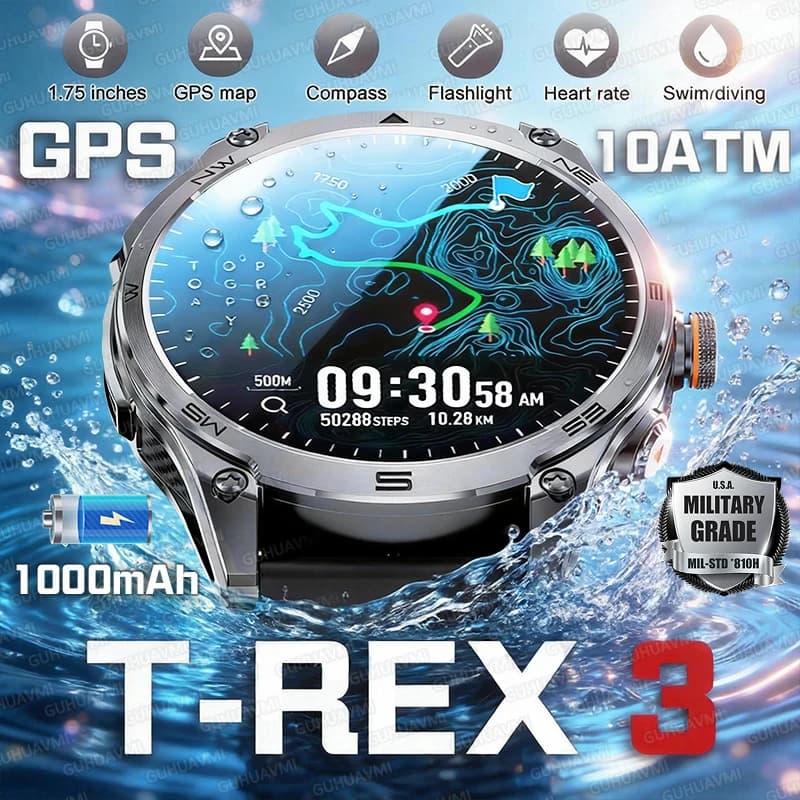 Nuovo Smartwatch GPS 2026 per Sport Acquatici, Schermo AMOLED, Impermeabile 10ATM, Chiamate Bluetooth, Batteria 1000mAh, Orologio Intelligente Resistente