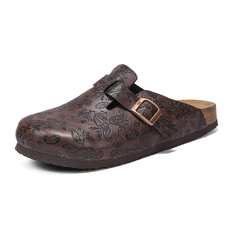 Classic Style Cork Slip-On Sandals Backless Clogs with Printed Half Shoes For Men Women Unisex Indoor Outdoor Comfort Slippers
