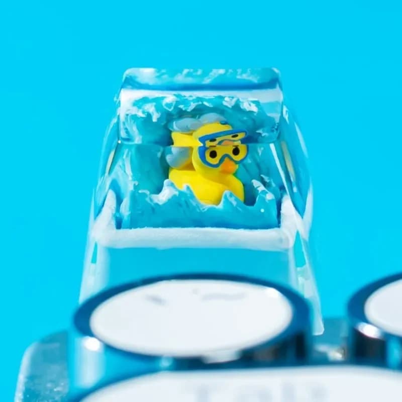 Point Cute Duck Animal Keycap berretto da tastiera artigianale ESC trasparente fatto a mano personalità resina regalo tastiera meccanica personalizzata