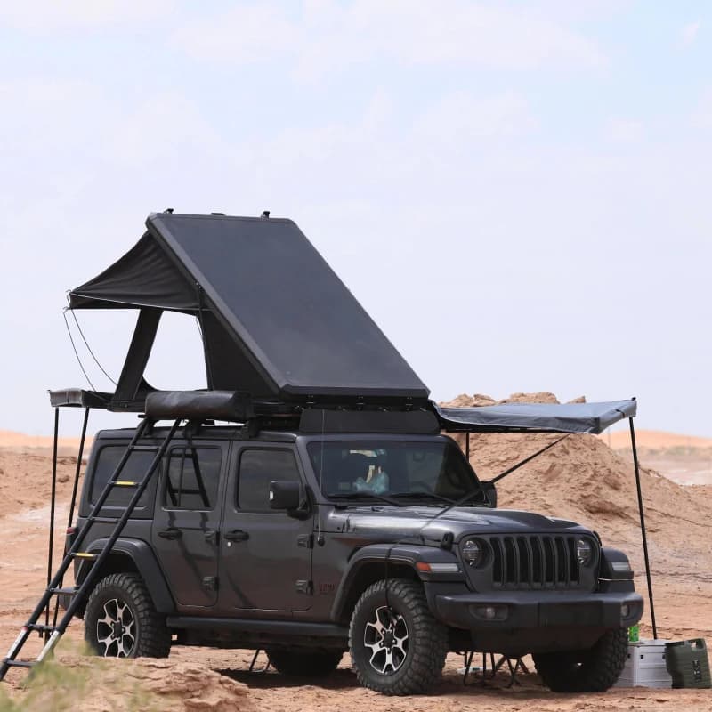 Tenda da tetto per auto 4x4, molto venduta, per campeggio all'aperto, quattro stagioni, impermeabile, con guscio in poliestere, apertura rapida automatica