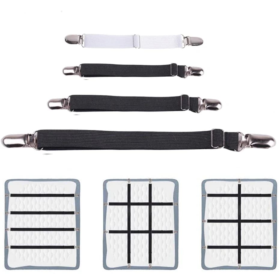 4 pcs/set Sheets Elastic Fixing Strip Bed Sheets Clasps Adjustable Cover Covers Holder Set Sheet