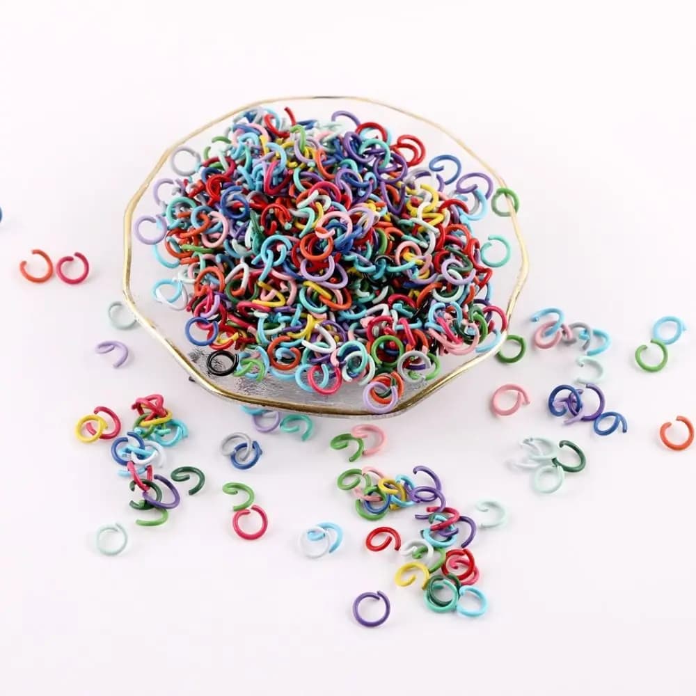 DIY Jewelry Accessories Set with Colored Beads, Polished Finish, Small Rings, Keychain Accessories, Bead Chain, Screw Pins