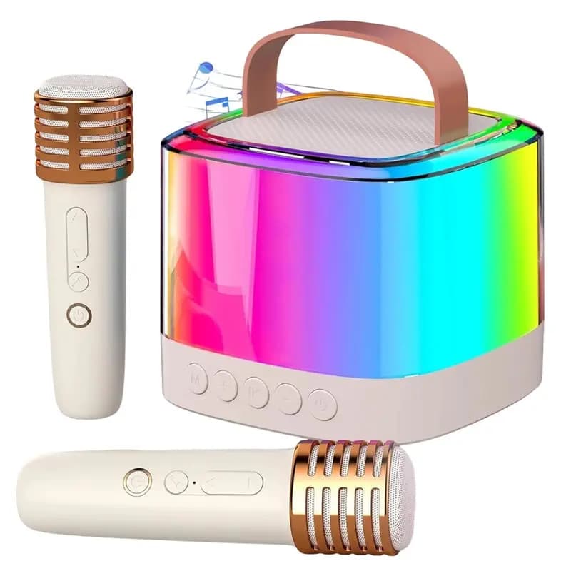 Nuovo! Mini macchina per karaoke con 2 microfoni wireless Altoparlante Bluetooth per lettore musicale portatile per feste in casa