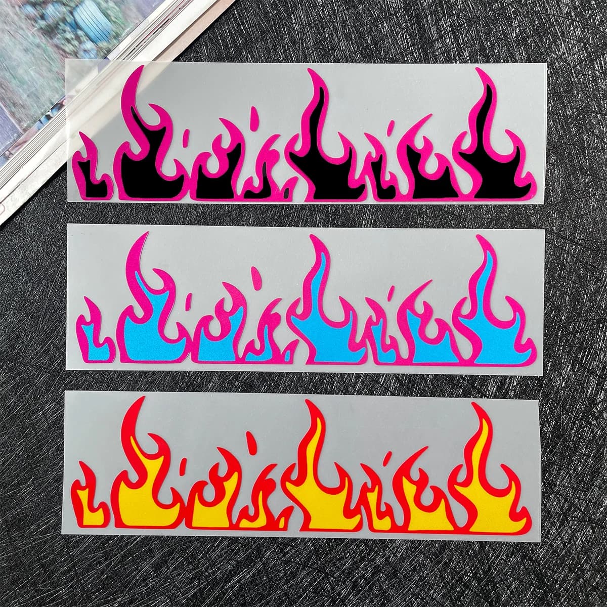 1pc Flame Pattern Waterproof Vinyl Sticker Decal for Motorcycle Car Helmet Fuel Tank Decor