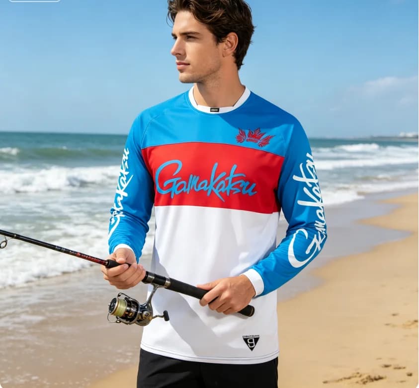 Nuova camicia da pesca estiva a maniche lunghe, abbigliamento da pesca ad asciugatura rapida, protezione solare anti-UV, maglie da pesca Io554