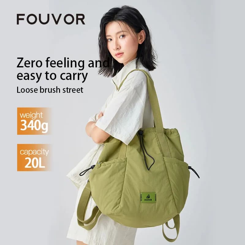 FOUVOR Women Casual Commuter Backpack Fashion Drawstring Closure Single Double Shoulder School Bag for College Students 3072-02