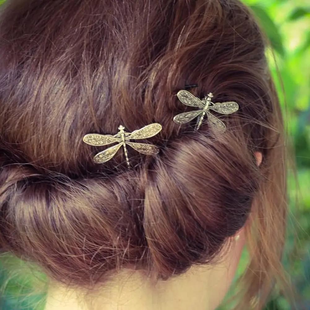 Eleganti forcine a forma di libellula in argento antico, copricapo da sposa, celebrazione del matrimonio, accessori per capelli, fermaglio per capelli a forma di libellula