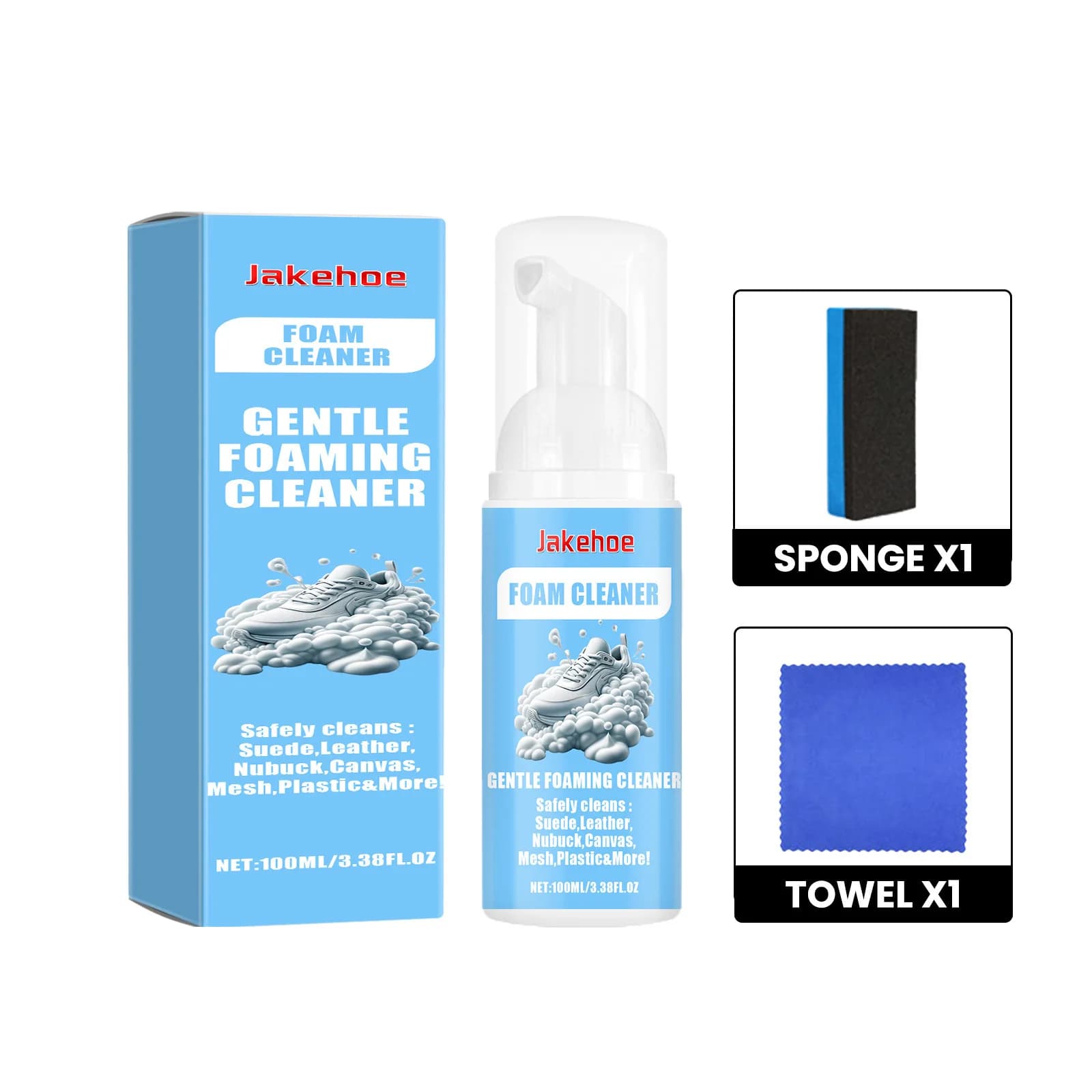 Kit per la pulizia delle scarpe Spazzola per la pulizia della schiuma Set di asciugamani in spugna per scarpe da ginnastica Pulizia profonda delle macchie Cura completa ad asciugatura rapida